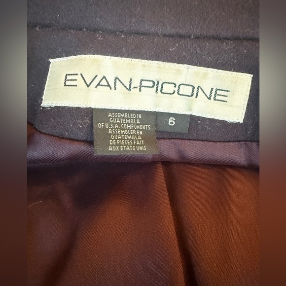 Evan Picone Peacoat Women's 100% Wool Plum Color Vintage Winter - Picture 7 of 13